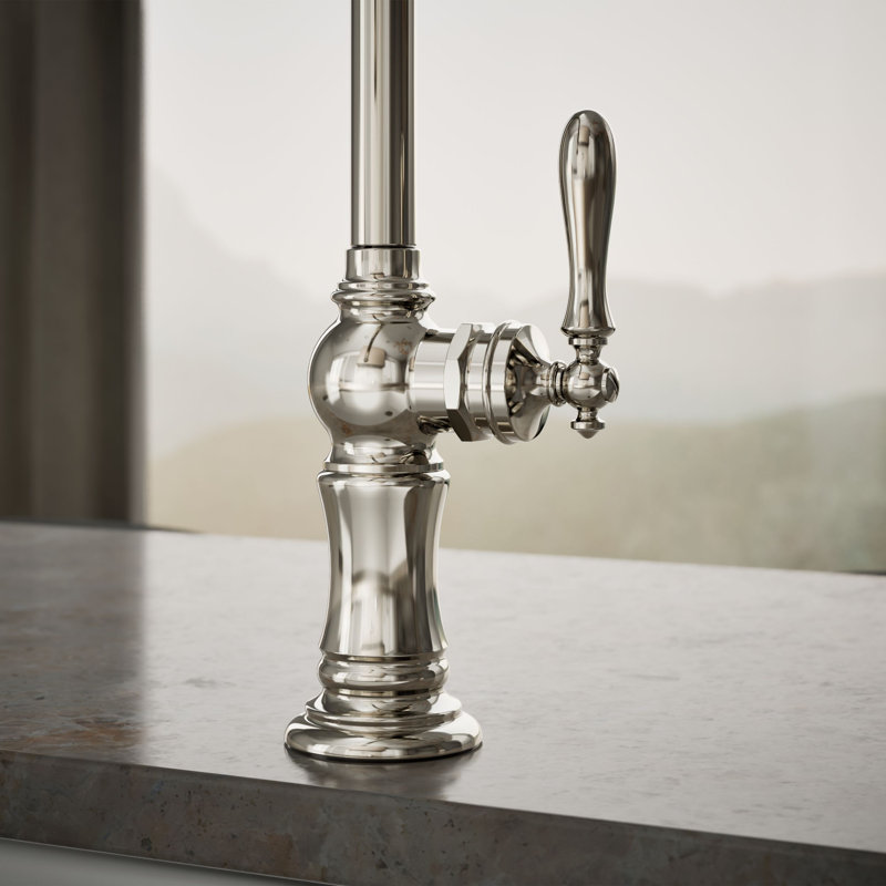Artifacts® Single-Hole Kitchen Faucet with Swing Spout, Arc Spout Design, Vibrant Polished Nickel