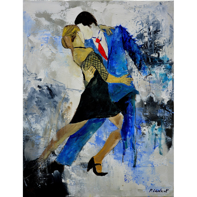 Pol Ledent " Tango " by Pol Ledent, Black Framed Canvas, 32" H x 24" W
