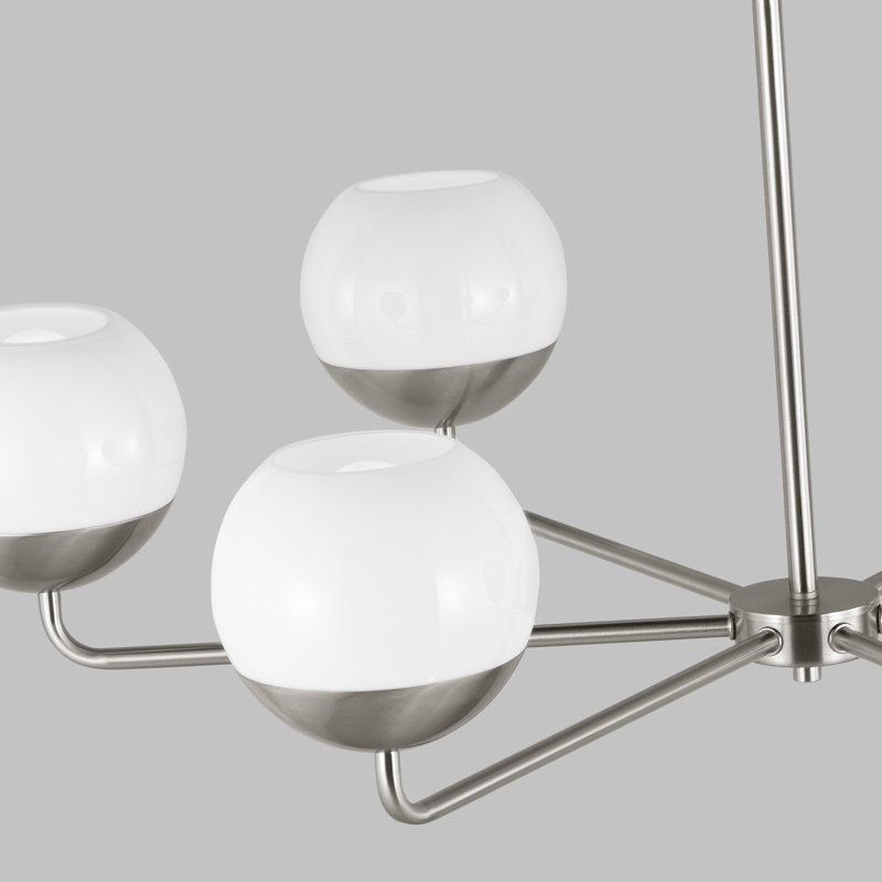 Avoca 6 Light Metal Dimmable Chandelier, Brushed Nickel