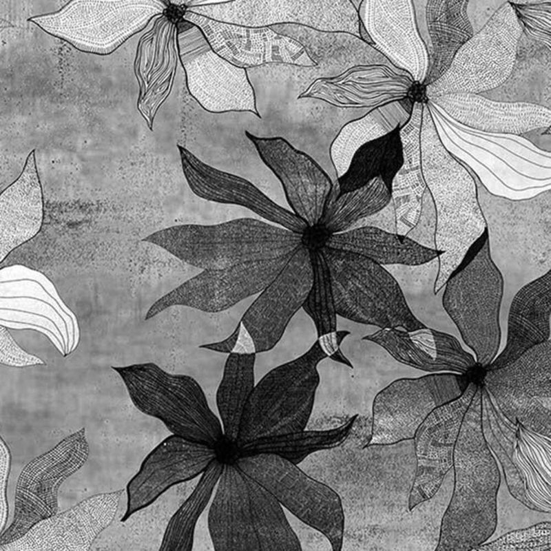 Floral Wallpaper Double Roll, Black/White