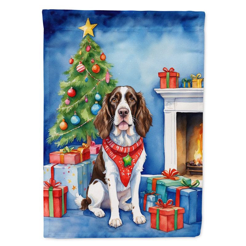 Drapeau de Noël maison de renne, Épagneul Springer anglais