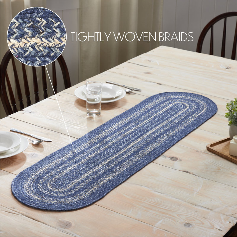 Birtwhistle Great Falls Blue Jute Table Runner, 48" L x 13" W