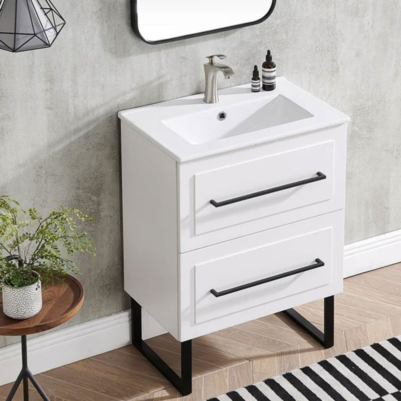 Ensemble de meuble-lavabo simple blanc 24 po Modestia
