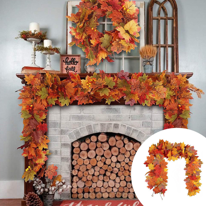  Simulation de décoration de feuille d'érable en rotin de l'Action de grâce