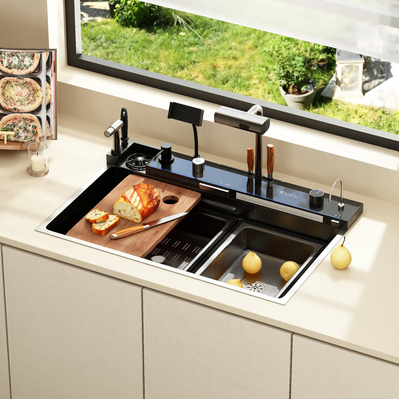 Évier de cuisine à montage sur plan en acier inoxydable 29,4 po