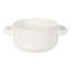 Bols à soupe Gibson Elite Oyster Tide en relief avec poignées. Ensemble de 4 bocaux à soupe French Oignon, bol à soupe empilable, chili, ragoût de bœuf, bol en céramique empilable, émail réactif, blanc