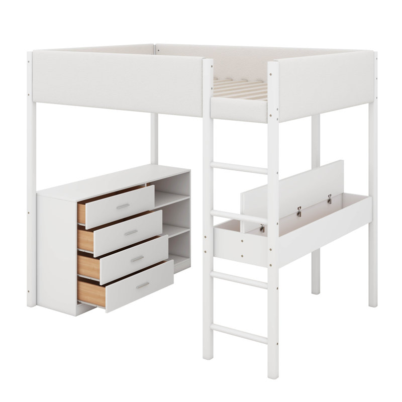 Lit en molleton Jamerious Teddy, Double, Blanc