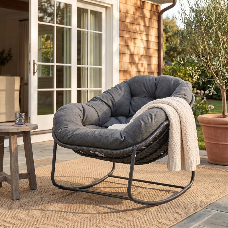 Chaise d'extérieur Cadynce, Gris foncé, Noir, noir, noir, noir