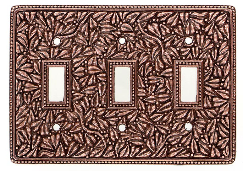 Plaque murale d'interrupteur à bascule 3 lumières San Michele, Cuivre antique