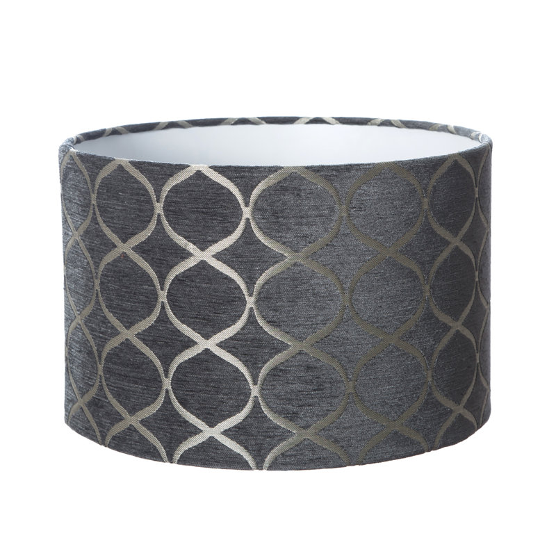 Velvet Drum Lamp Shade ( Screw On ) in Grey, 25cm H x 40cm W x 40cm D
