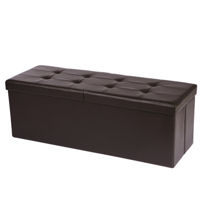 Repose-pieds de rangement rectangulaire en similicuir de 43 po de large Grace Bay
