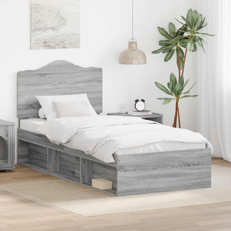 Solid Wood Bed, Single (3'), Grey Sonoma