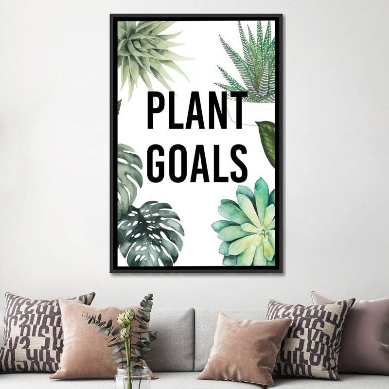 « plante love ii », art textuel sur toile tendue, H 60 po x l 40po x P 1,5 po, Toile avec cadre noir, Pas de tapis