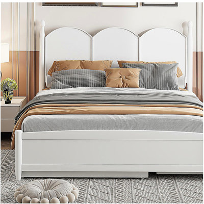 Queen size platform bed with 2 large drawers, Twin XL size pull-out bed