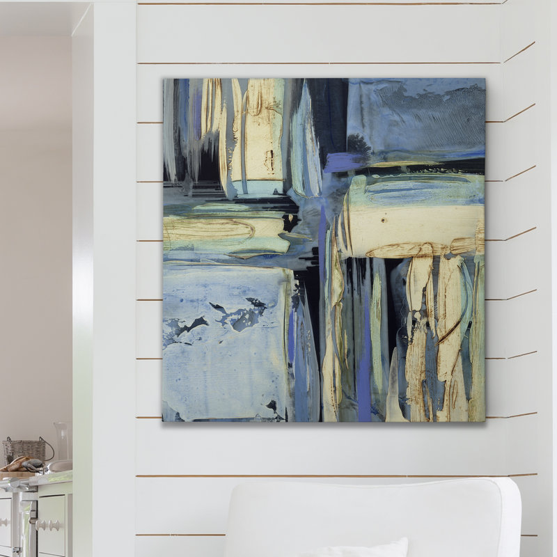 « blue abstract », reproduction d’art sur toile tendue, H 32 po x l 32 po x P 1 po