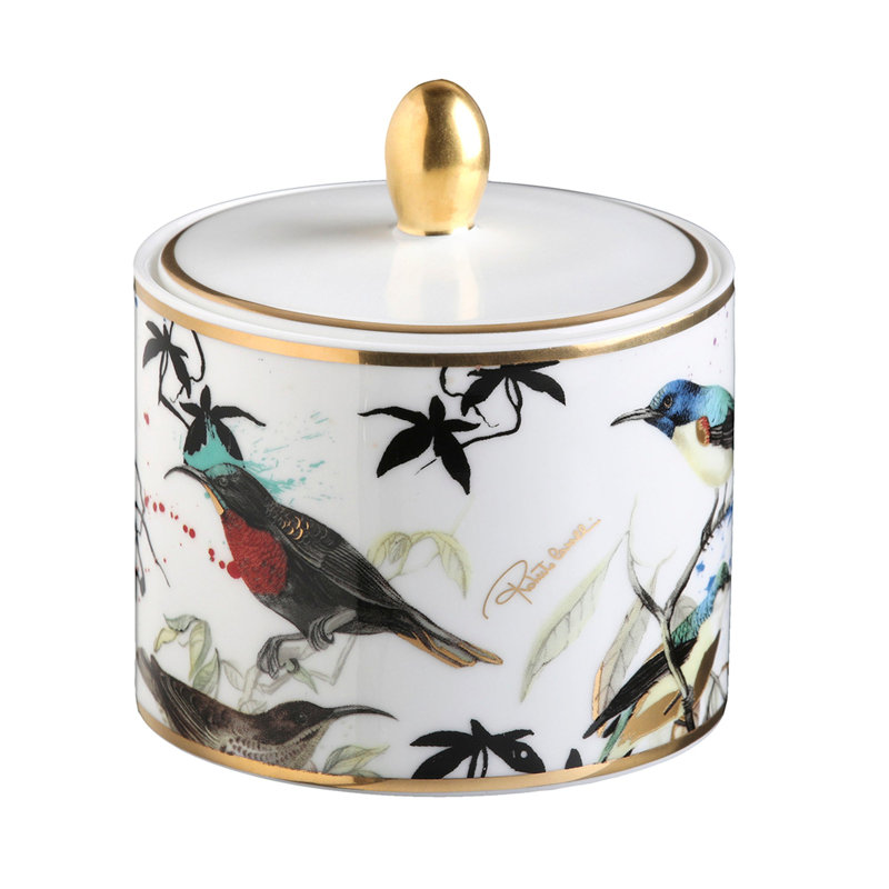 Sugar Pot GARDEN'S BIRDS   diam. 3.3 in, H 3.5 in
