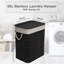 65L Square Bamboo Foldable Laundry Basket With Lid And Liner Black