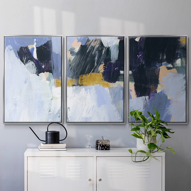 Arctic Ledge II - Multi Piece Framed Canvas, 40" H x 78" W x 2" D, Silver