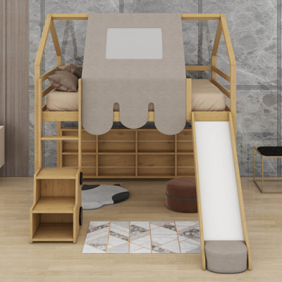 Lit mezzanine double avec tente