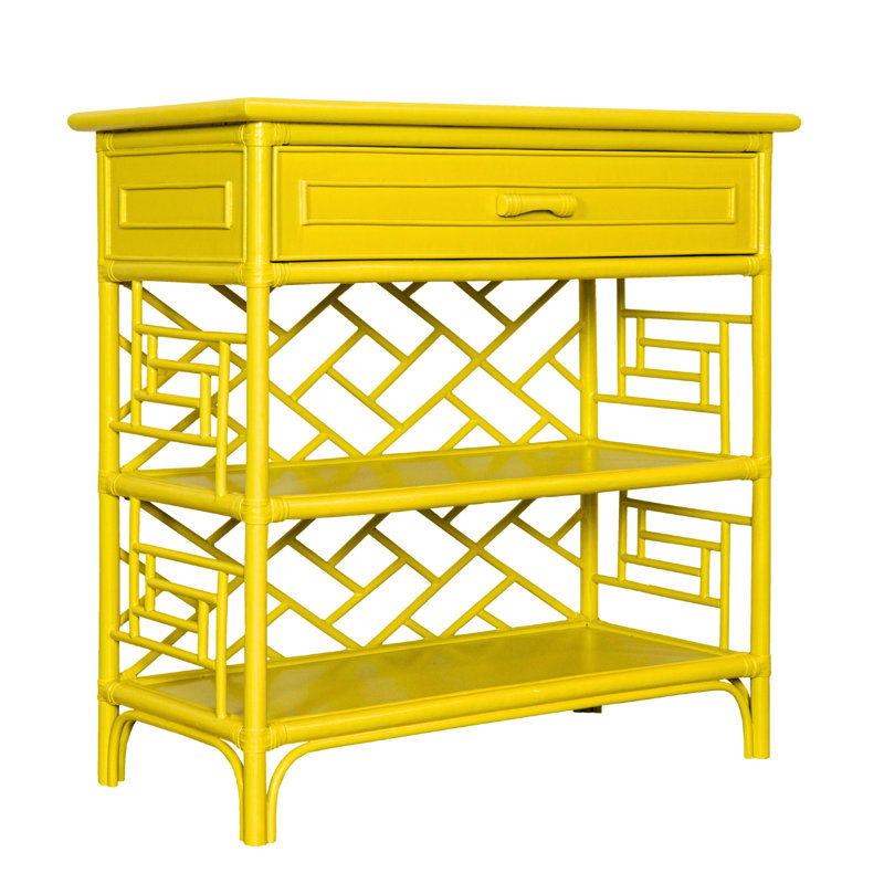 Chippendale End Table with Storage, Sunflower Yellow
