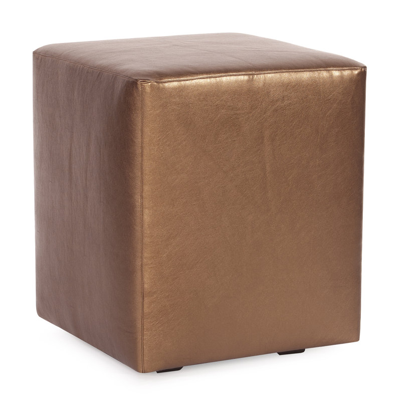 Azemar Box Cushion Ottoman Slipcover, Shimmer Bronze