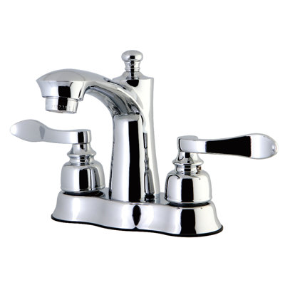 Robinet de salle de bain central à 4 poignées et 4 poignées à fixation sur le comptoir à 3 trous avec robinet escamotable en plastique Kingston Brass NuWave