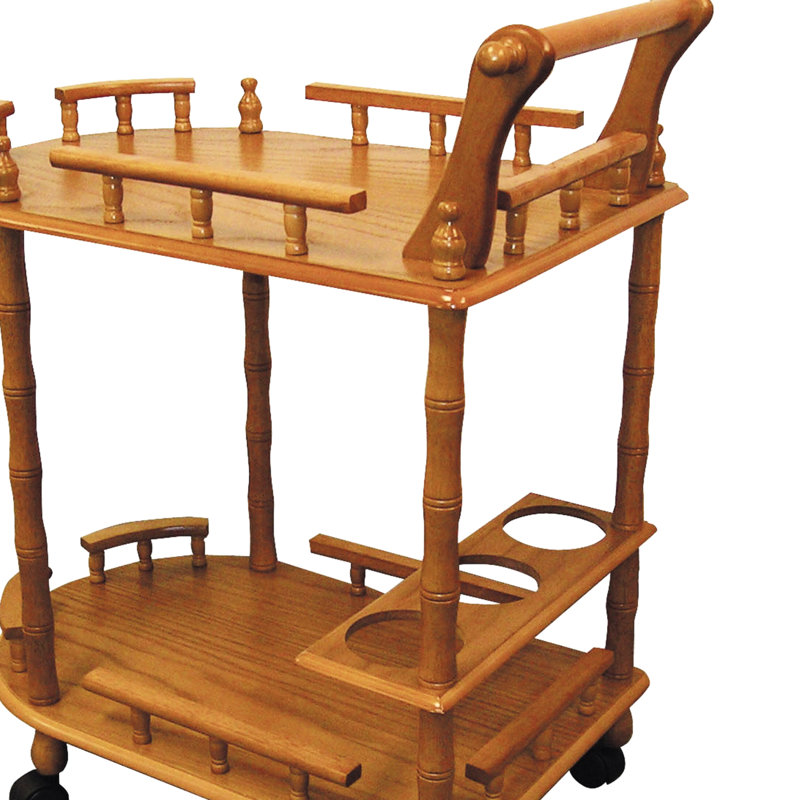 Casier à vin en bois de 74 cm de haut (29 po) avec roulettes verrouillables et fini chêne chaleureux attrayant, fabrication artisanale en bois.