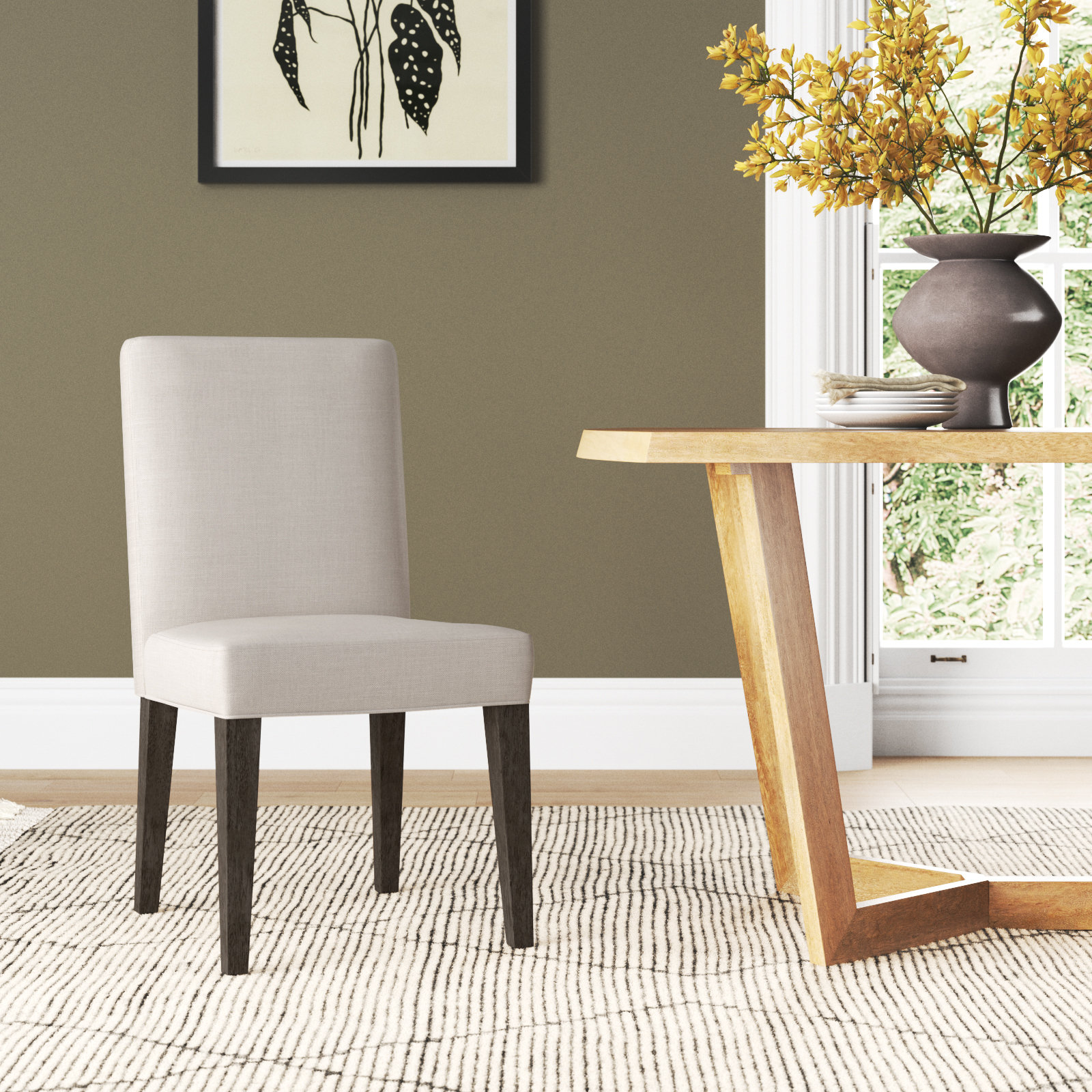 Meria Upholstered Parsons Chair in Beige
