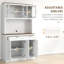 Rangement de cuisine H 70,75 po avec 5 portes, 2 tiroirs, tablettes réglables, support pour micro-ondes, blanc