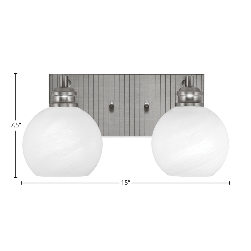Éclairage pour meuble-lavabo à 2 lumières Aslin, Blanc, Nickel brossé