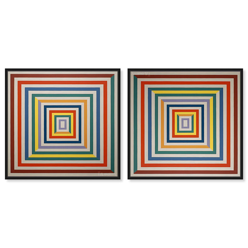 «Squares», ensemble d'art sur toile par Art Remedy, H 25 po x l 25 po, Cadre noir