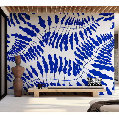 Papier peint botanique - fougère bleue