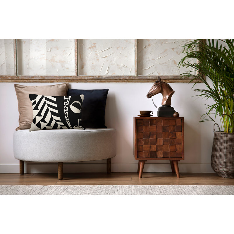 Ikom Polyester/Polyester Blend Lumbar Rectangular Indoor/Outdoor Pillow Cover & Insert, Black