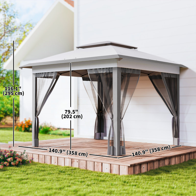 Abri escamotable 12 'x 12' avec filet, gris, Gris
