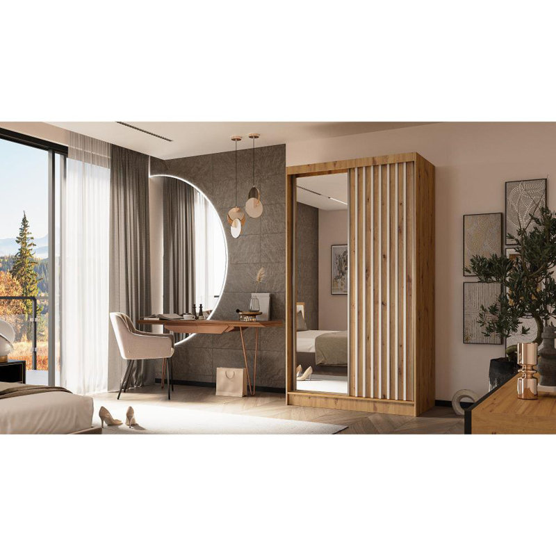 Arminia 2 Door Sliding Wardrobe, Light Brown