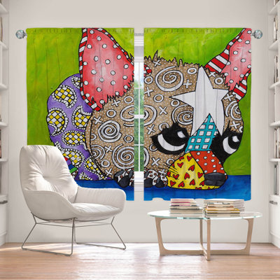 Lined Window Curtains 2-panel Set for Window Size 112" x 78" by Marley Ungaro - Sad Chihuahua