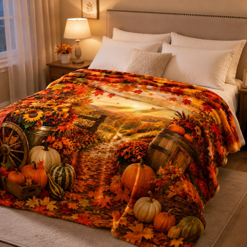 Plaid polaire douillet aux couleurs de l'automne, couverture moelleuse, chaude et légère pour canapé, lit, chambre à coucher, salon, décoration intérieure