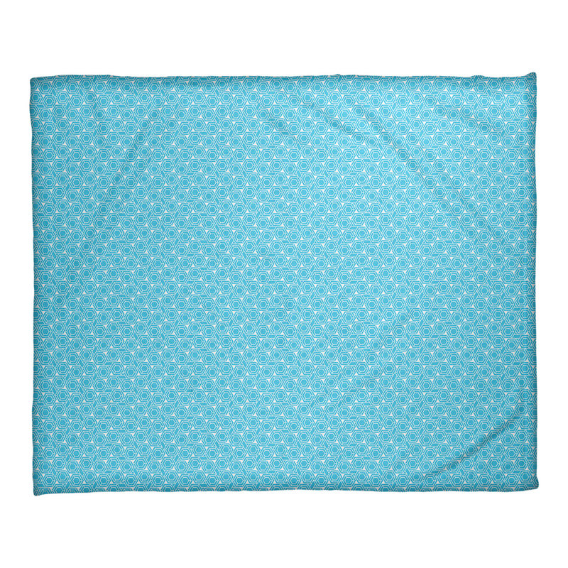 Couverture à treillis hexagonal Katelyn Elizabeth, l 52,5 po x L 62,5 po, Pastel et bleu