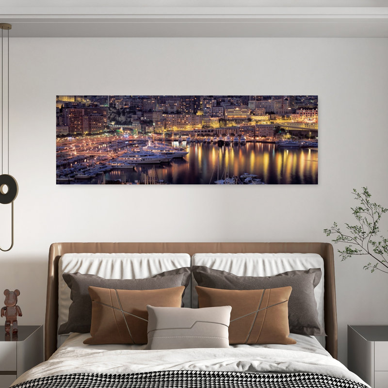 Port, Monte Carlo, Monaco, art mural contemporain, H 20 po x l 60 po