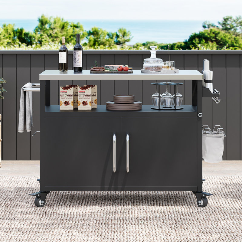 Îlot de cuisine extérieur 54,5 po avec plateau en acier inoxydable