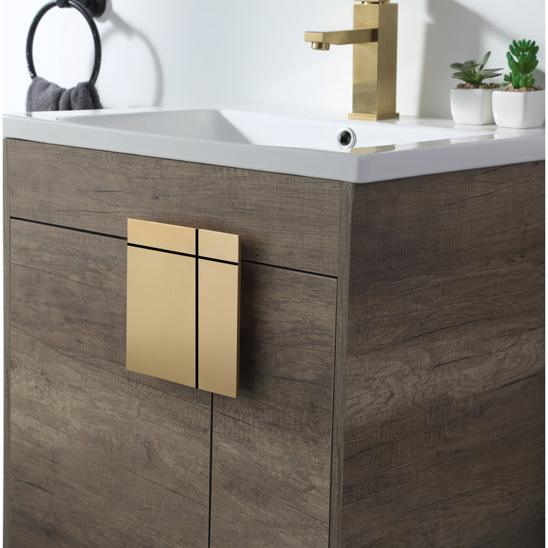 Ensemble de meuble-lavabo simple 24 po Maisie, Laiton satiné, Gris ombré