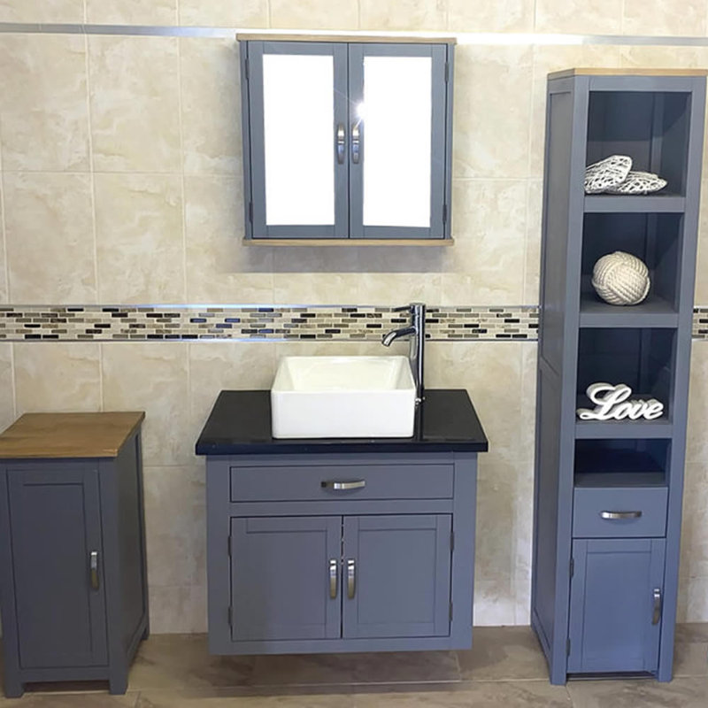 Braintree 751mm Single Bathroom Vanity with Vessel Ceramic Basin, Black Quartz