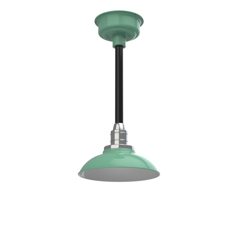 Luminaire suspendu 1 lumière del à simple dôme Ludwicka, H 48 po x l 10 po x P 10 po, Jade / noir