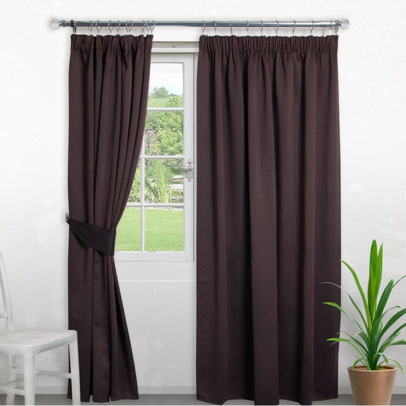 Blackout Sliding Panel Pair, 168 W x 137 D cm, Chocolate Brown