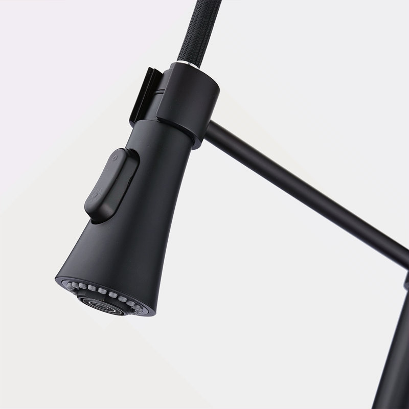 Commercial Modern Single Handle Spring High Arc Kitchen Faucet, Matte Black
