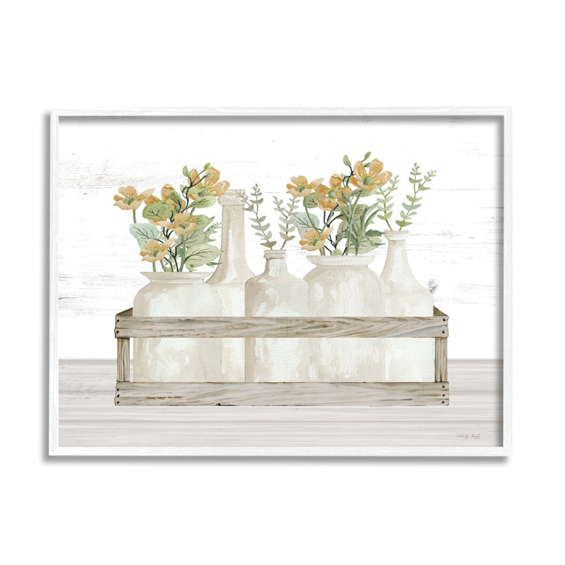 Bb-186-Bocaux rustiques encadrés sur bois par Cindy Jacobs, Giclée encadrée blanc bord de mer, H 11 po x l 14 po x P 1,5 po