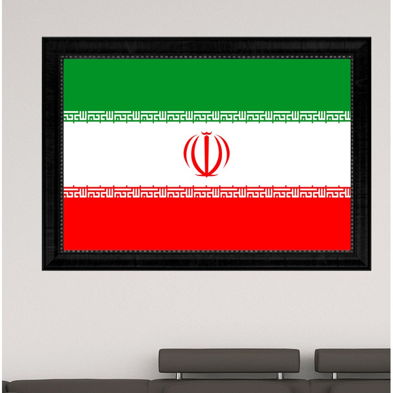 « iran country flag », impression sur toile encadrée, H 19 po x l 27 po x P 1 po, Encadrement noir