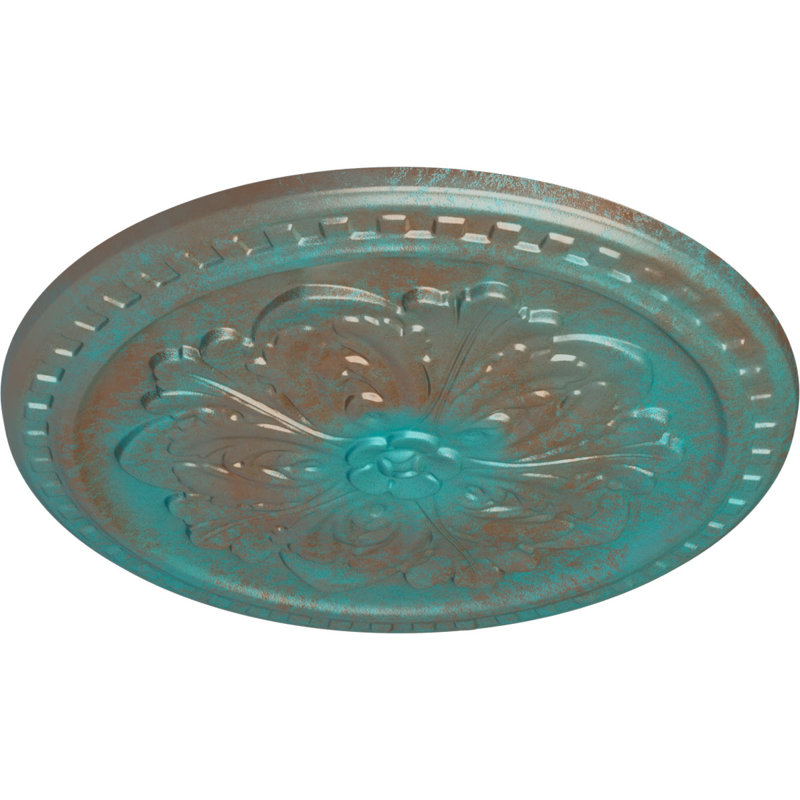 Médaillon de plafond H 16,875 po x l 16,875 po x P 0,625 po Emeryville, Cuivre patiné de vert
