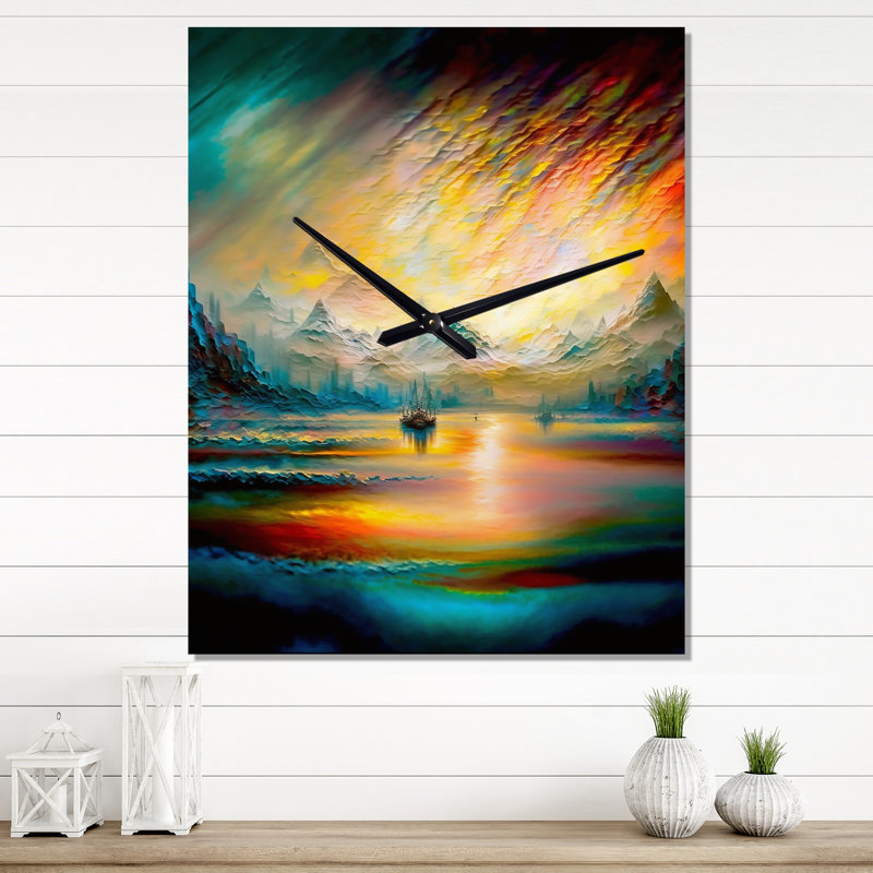 Horloge murale moderne Mystical Aurora Borealis, Grand