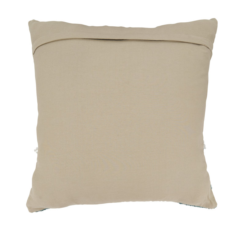 Coussin décoratif à franges deux tons, Bleu, Polyester